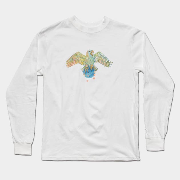 Eagle Carries Earth Across the Vast, Eternal Sky Long Sleeve T-Shirt by Julia Doria Illustration